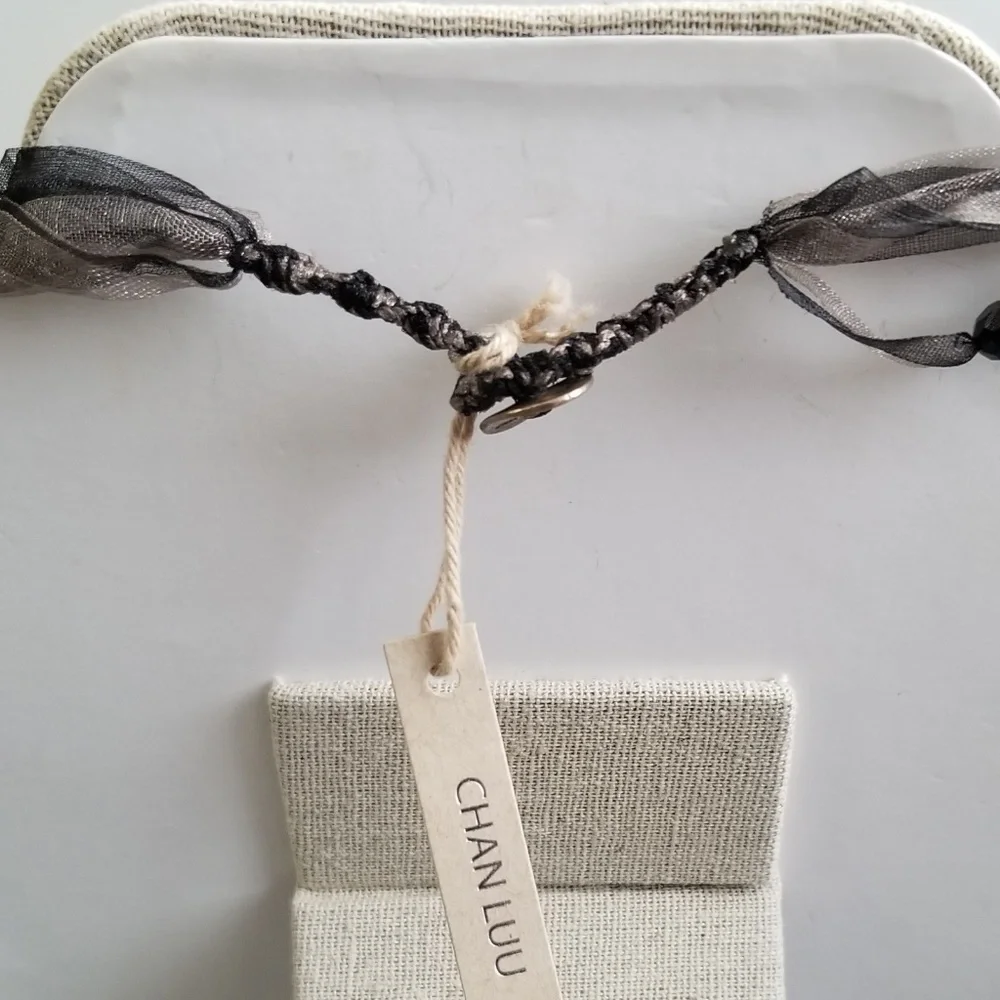Chan Luu Black Multi-Strand Onyx Stone Silk Necklace